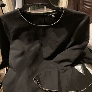 NEW Marina size 14 W Black Shirt and pants Rhinestones on collar and sleeve $159